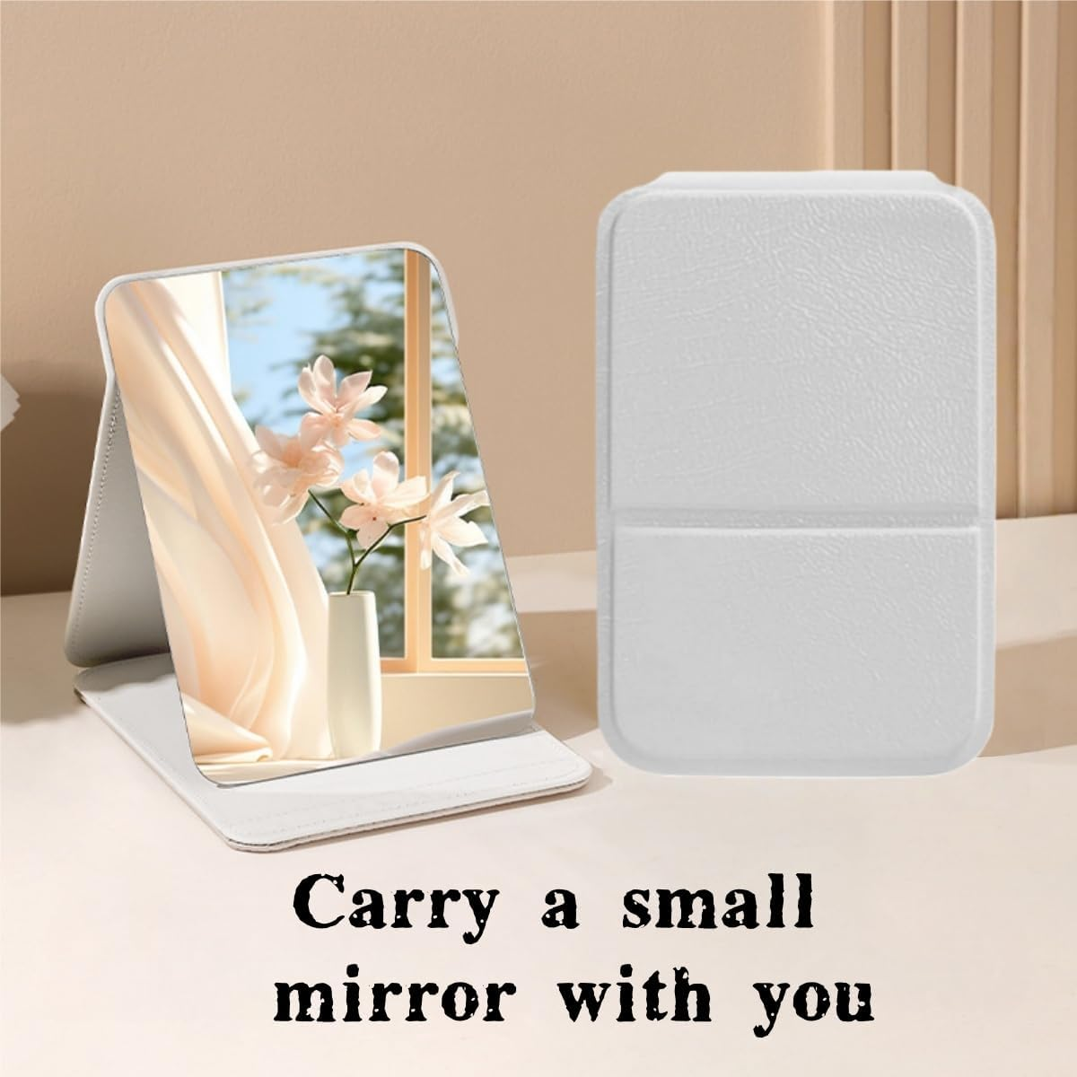 Zxjsisy 2-Piece Mini Portable Makeup Mirror with High-Definition Anti-Distortion Glass, Suitable for Students to Carry, Fold and Hold, Suitable for Travel and Dormitories image number 3