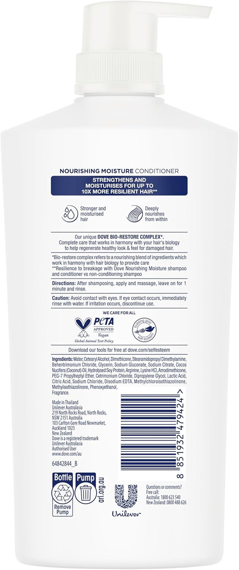 Dove Nourishing Moisture Hair Conditioner 850 Ml image number 2