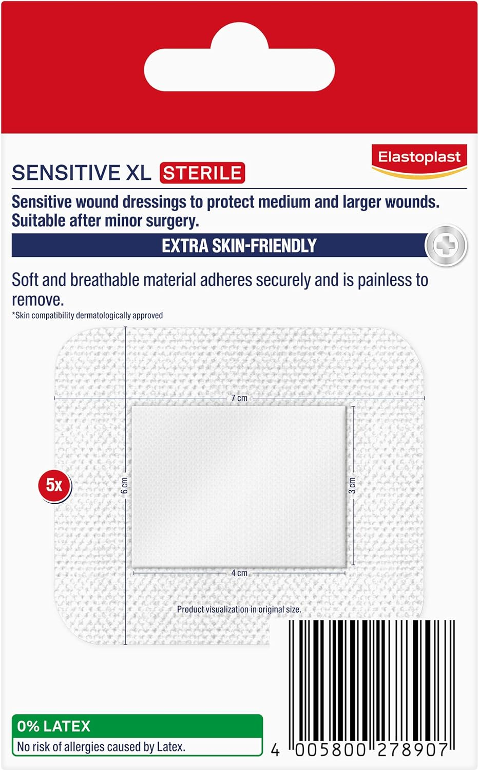 Elastoplast Antibacterial Sensitive XL Wound Dressings 5 Pack image number 4