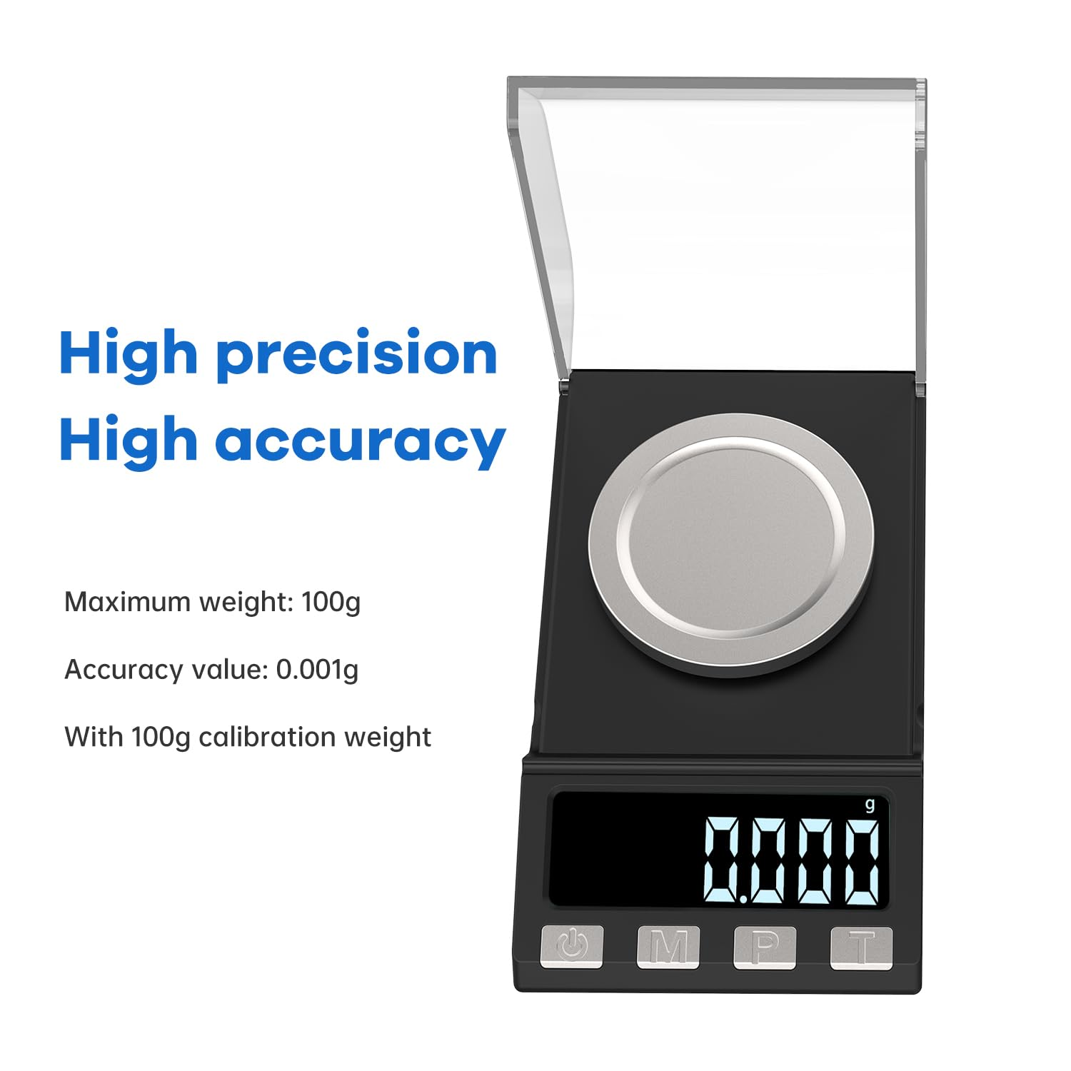 Digital Milligram Scale 100G/0.001G Rechargeability, High Precision Portable Jewelry Scale, Powder Scale, Micro Scale for Powder Medicine, Gold, Gem, Reloading, Calibration Weight image number 3