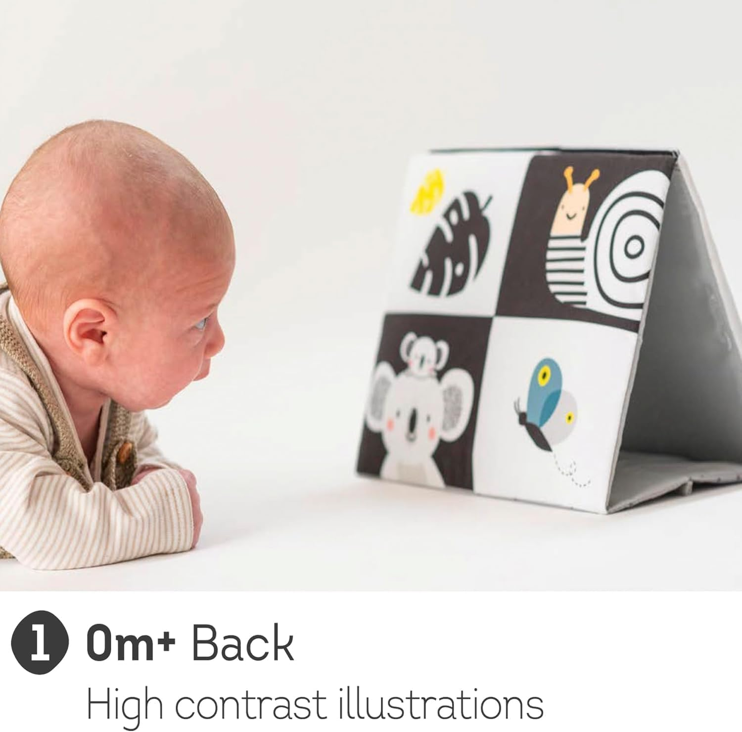 Taf Toys Tummy Time Floor Mirror Book for Babies High Contrast Activity Montessori Newborn Toys, Black and White Baby Toys, Sensory Infant Toy 0-3 Months Newborn Essential for Tummy Time image number 6