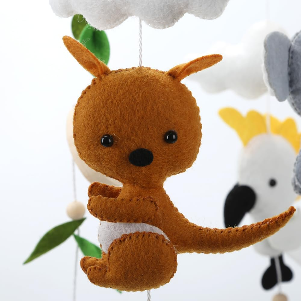 Baby Mobile Australian Animals Kangaroo Platypus Cockatoo Koala Nursery Decor Baby Shower Gift Australian Neutral Crib Mobile image number 5