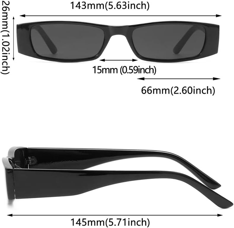 1PC Small Rectangle Sunglasses Unisex Retro Square Narrow Frame Sun Glasses Eyewear Shades UV400 image number 3