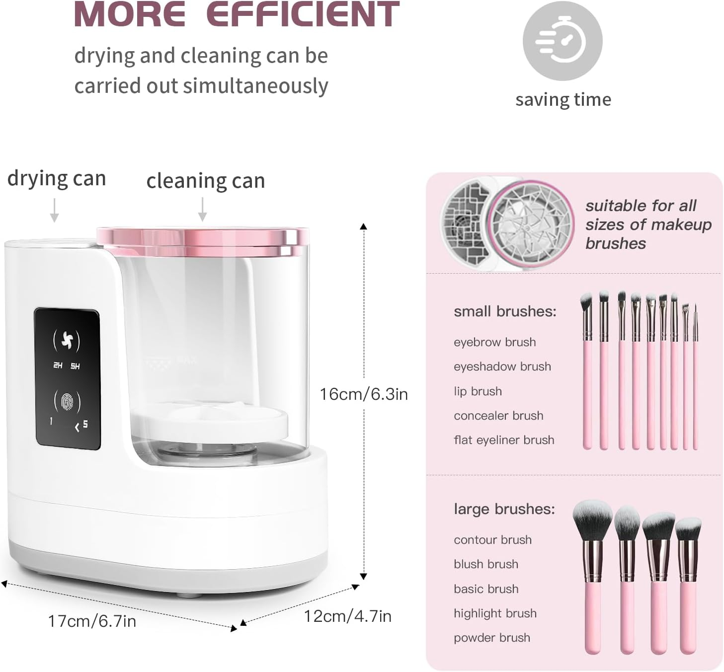 3-IN-1 Electric Makeup Brush Cleaner Machine and Dryer, SBMKK Automatic Make up Brush Cleaner Tool, for All Size Brush Sponges Beauty Cosmetic Set image number 1
