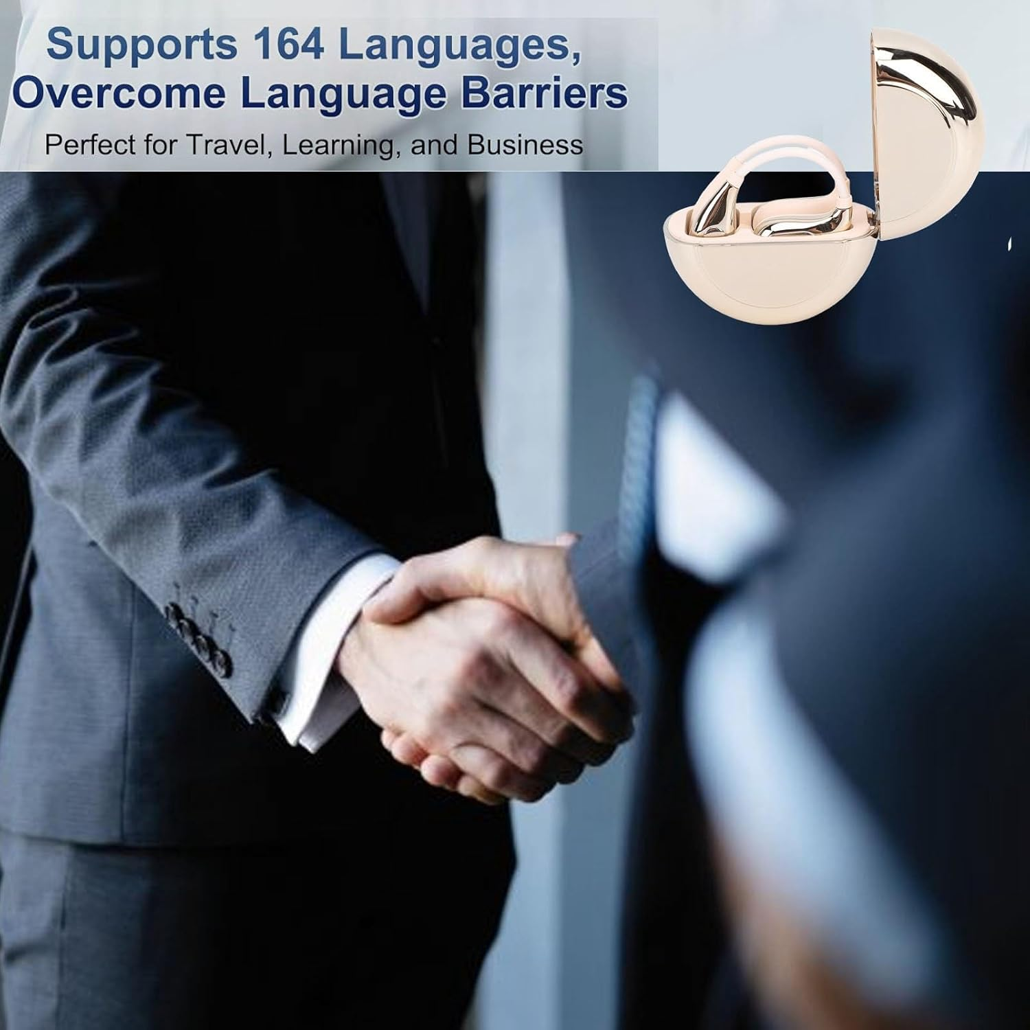 Luocute Real Time 164 Language Translation Earbud, AI Translation Earphones 0.5S Delay, 5.4, 7 Modes, 36H Playtime, IPX4 Waterproof with Voice Memo for Workout, Business, (Rose Golden) image number 5