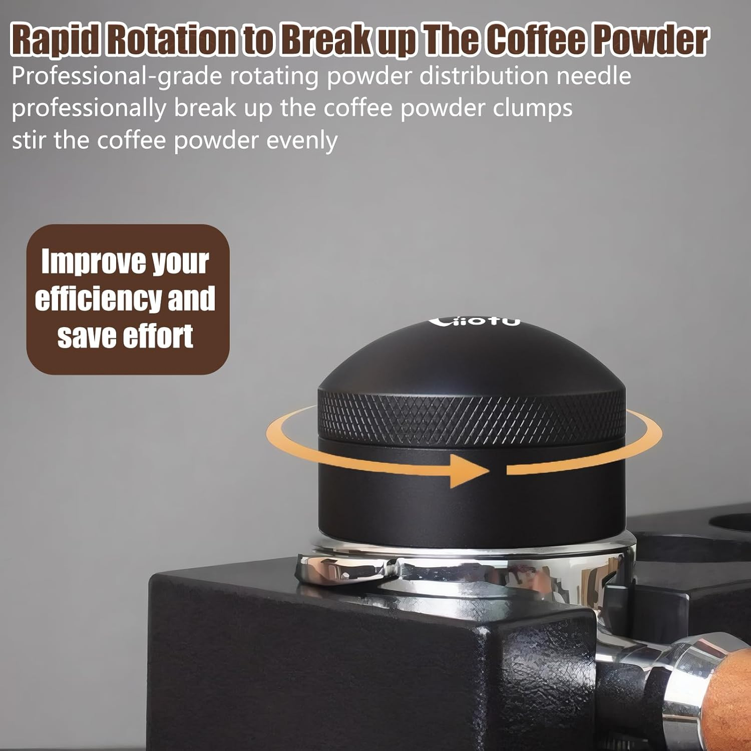 Viiotu Espresso Coffee Stirrer Tool & Distribution Whisk, Professional Barista Stainless Steel Needle Tool with Anti-Slip Base, Rotary Design for Clump Breaking Prevention for Cafes Lovers (53Mm) image number 3