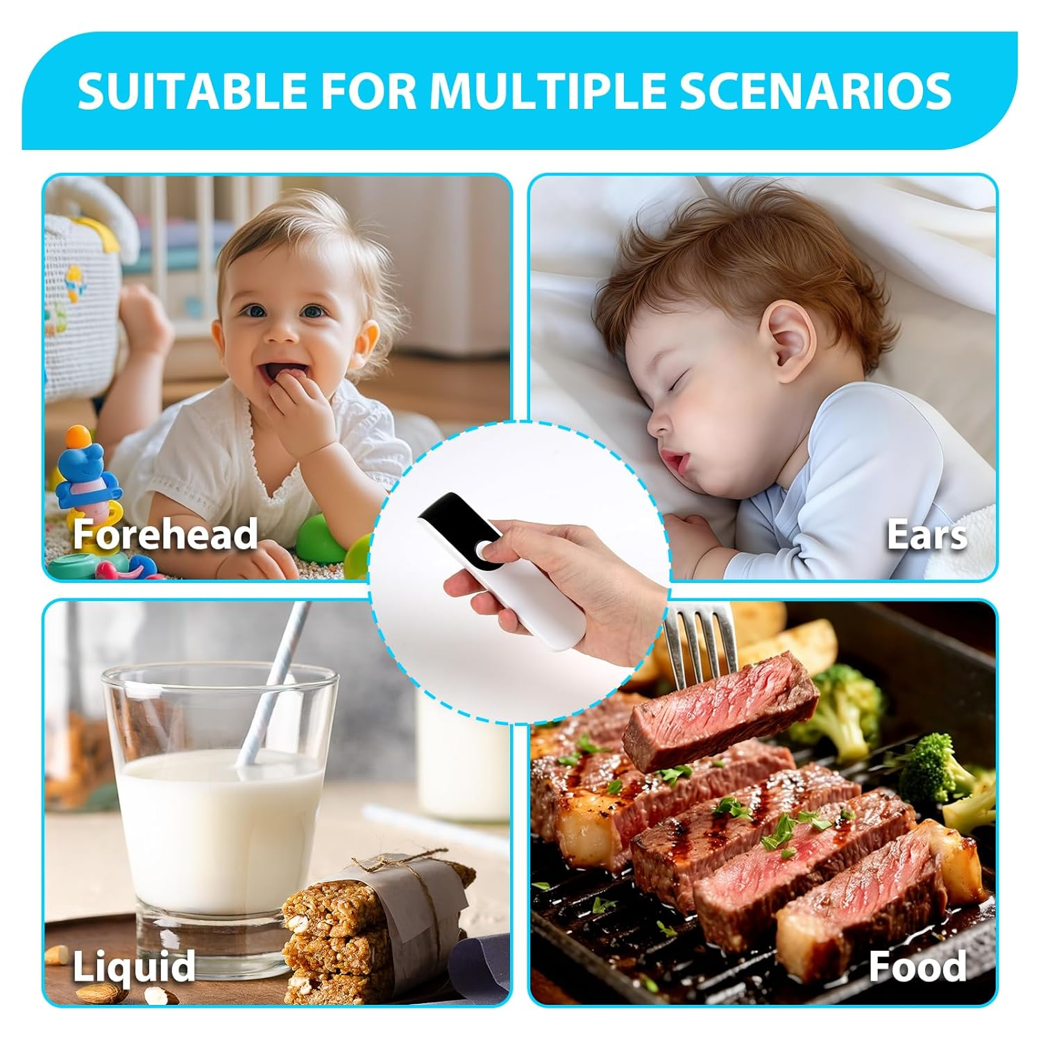 Mini Digital Forehead Thermometer, Non-Contact Infrared Thermometer for Babies Kids & Adults, Fast Accurate Reading with Fever Alarm & LED Display for Body and Object Temperature (White) image number 1