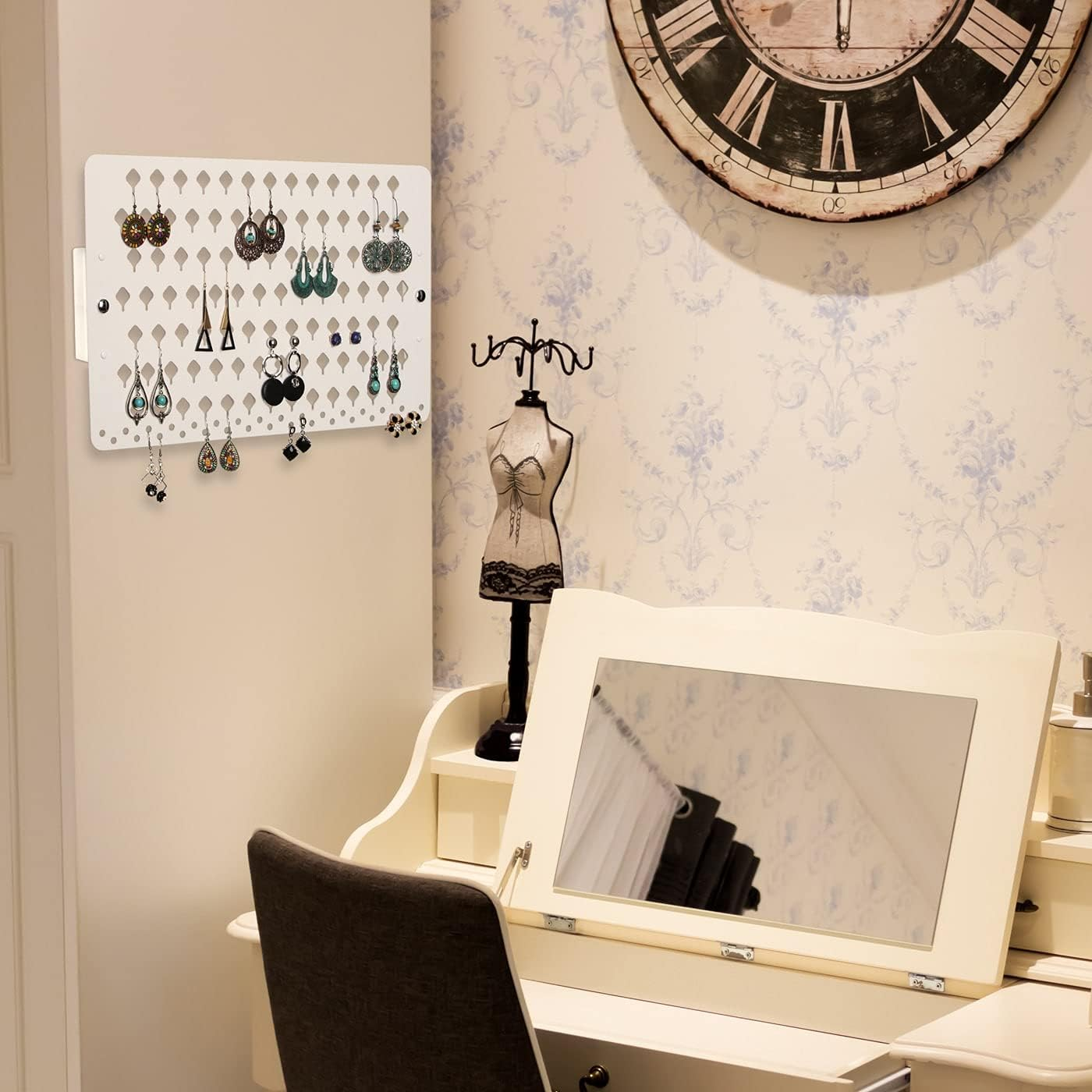 JACKCUBE Design Wall Mount Earring Jewelry Holder Organizer Hanger Storage Rack Display with 94 Holes(White) - MK201A - White Acrylic image number 5