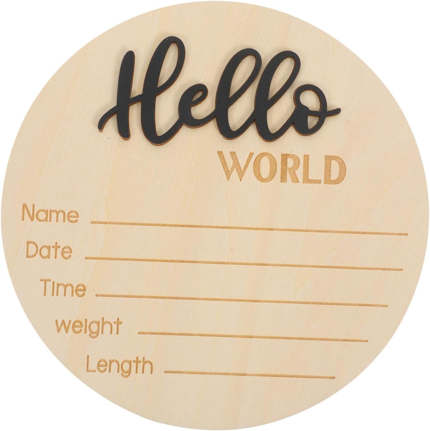 BESPORTBLE Wooden Baby Birth Announcement Sign round Newborn Name Sign Infant Photography Prop for Hospital Newborn Announcement