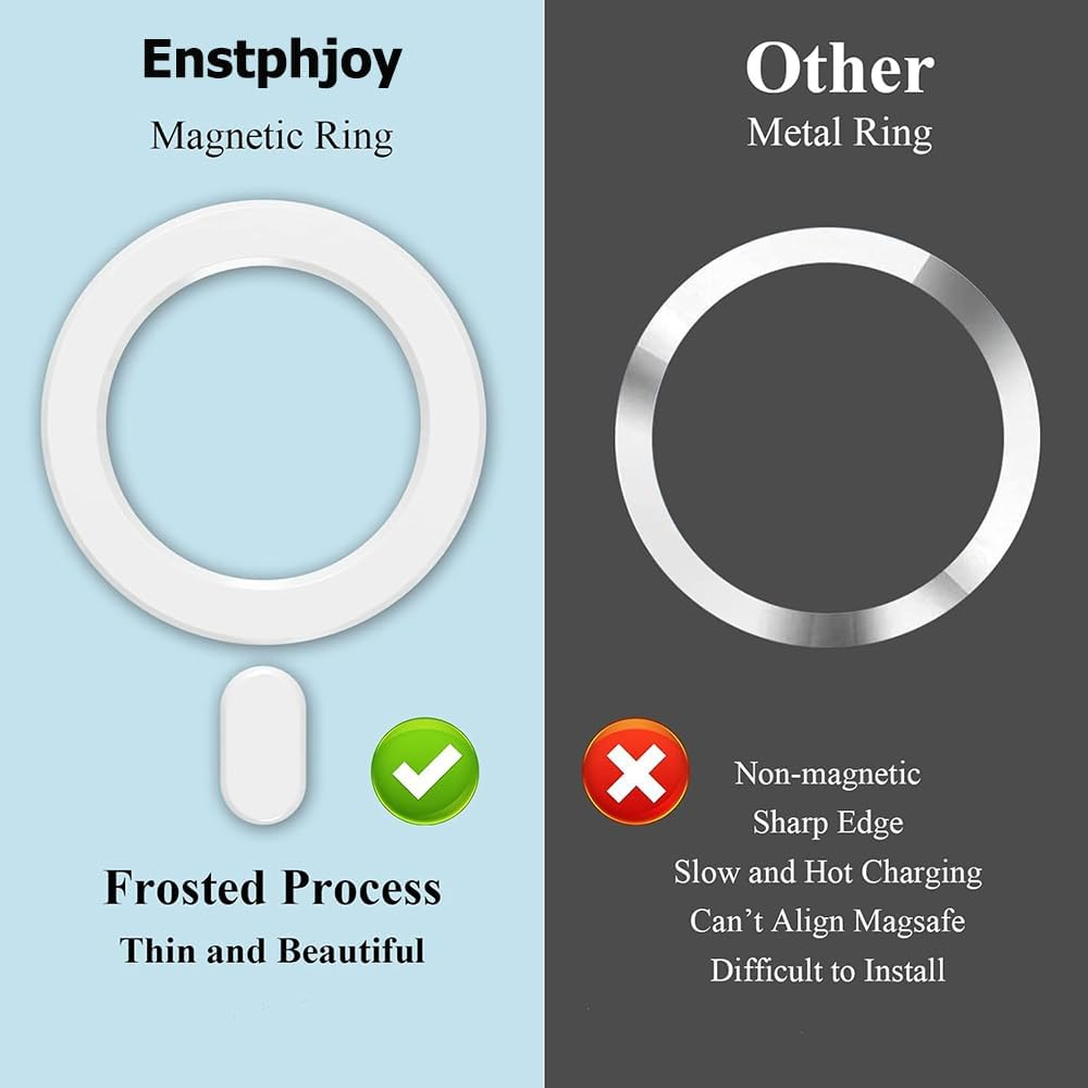 Enstphjoy Universal Magnetic Adapter Ring 2 Pack, Compatible with Magsafe Accessories, Iphone 16/15/14/13/12/11 (Mini, Pro, Max), Samsung Galaxy S22/S21 FE Ultra (White+Pink) - Arc Pink image number 4