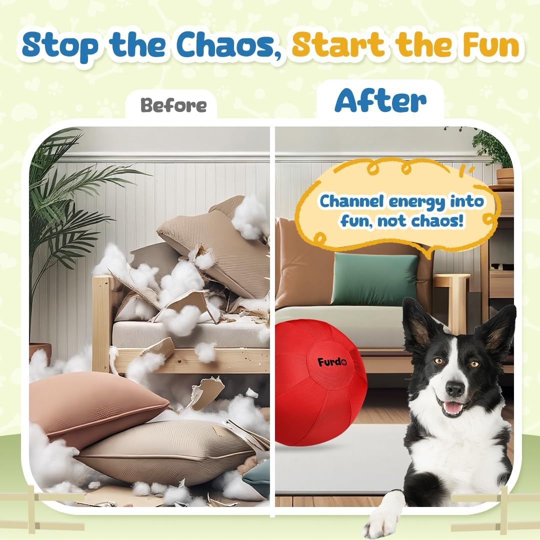 Furdo 25" Herding Ball for Dogs, for Australian Shepherd, for Cattle Dogs, for Border Collie, for Blue Heelers & Other Medium to Large Dogs, Herding Dog Ball, Herding Dog Toys, Horse Ball - Red image number 3