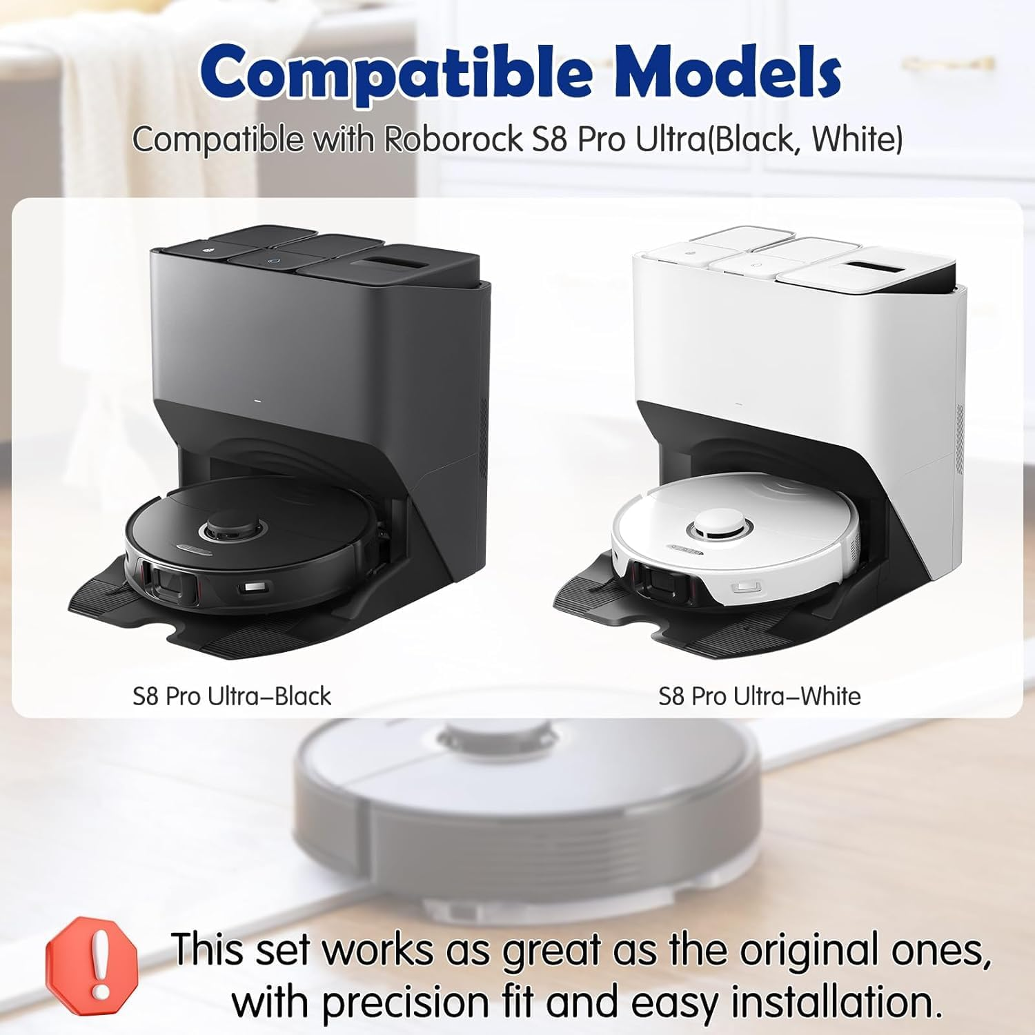 Replacement Parts for Roborock S8 Pro Ultra/S8 Docking Robot Vacuum, Robot Vacuum Accessories with 2 Main Brush, 4 Filters, 4 Side Brush, 1 Cleaning Brush - S8 Pro Ultra image number 2