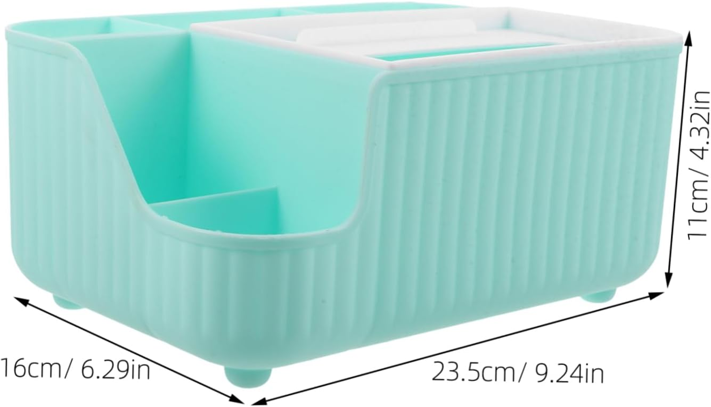 Tissue Box Cover Remote Control Holder Multifunctional Facial Tissue Holder for Living Desk and Makeup Brush Organizer for Home Office and Daily Use image number 3