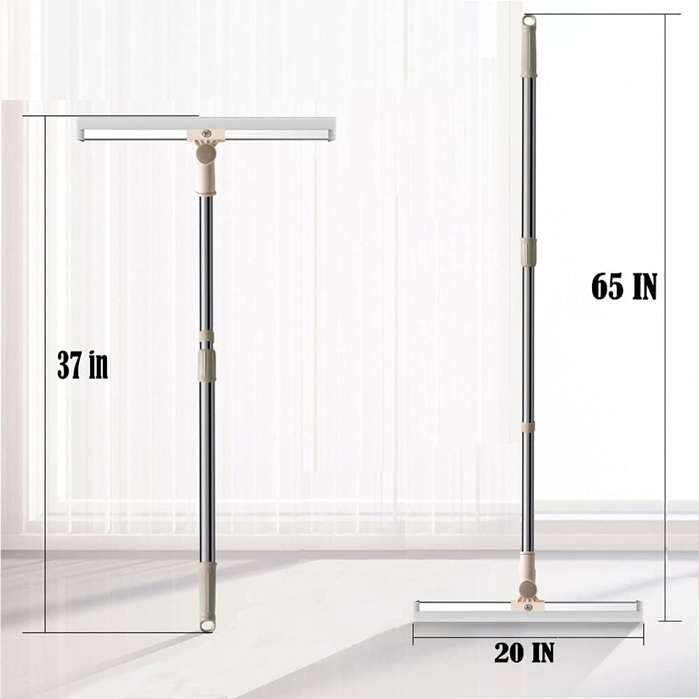 Floor Squeegee 20 Inch Silicone Long Handle of 65" for Window Cleaning Shower Squeegee Scrubber Combi with Pole Extendable Telescopic Adjustable Stainless Glass Squeegee Bathroom Shower image number 3