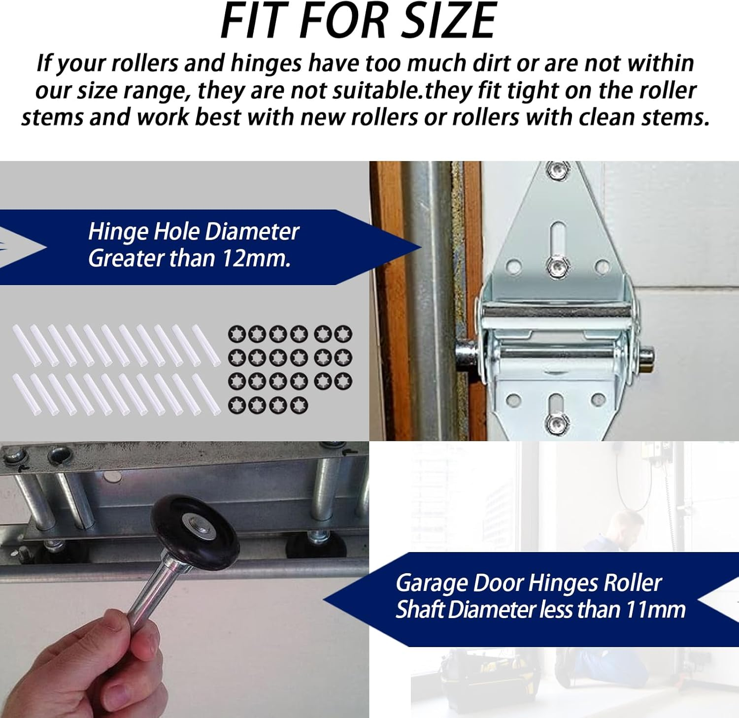 22Pcs Garage Door Quiet Hinge Sleeves Shaft Gaskets Compatible with New Rollers or Rollers with Clean Stems (Id-11Mm; Od-11.90Mm; L-80Mm) image number 3