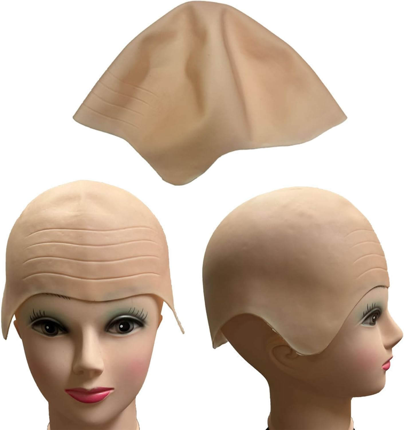 CTOUUGRS Thick Bald Wig Skin Head Skull Cap for Fancy Dress Cosplay Costume Party Halloween 1Pc image number 4