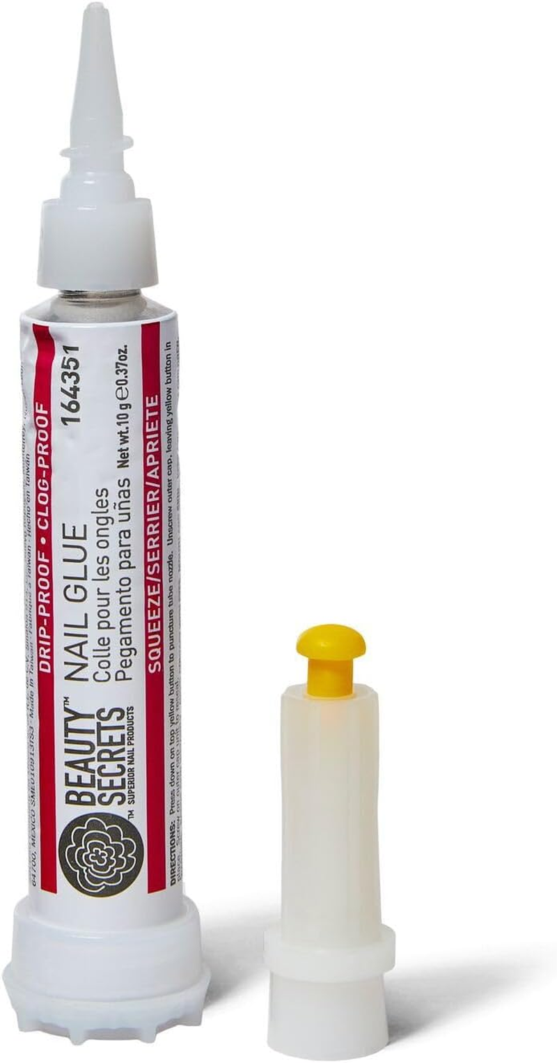 Beauty Secrets Drip & Clog Proof Nail Glue (1 Pack) Bundled with Nail File Black Cushion Medium Coarse 180/100 Grit by Beauty Secrets image number 4