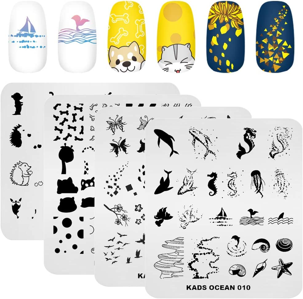 KADS 20Pcs Nail Stamp Plates Set - Leaves, Flowers, Animal Nail Art Templates (20 Pcs) image number 4