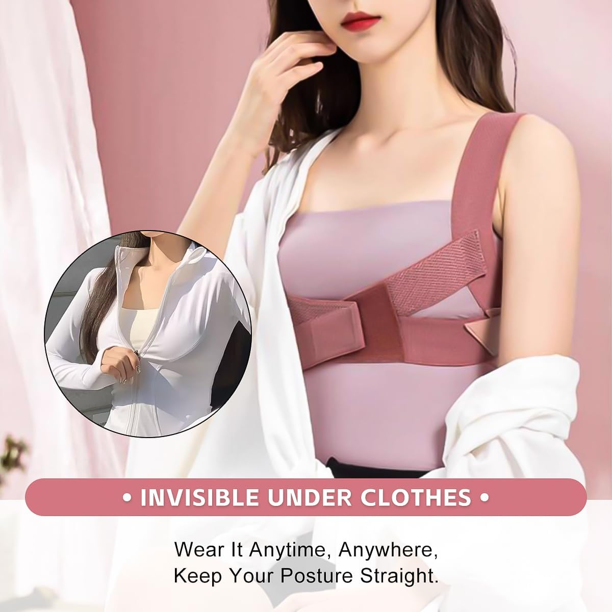 Posture Corrector, Back Brace Posture Corrector, Posture for Women, Adjustable Back Straightener, Breathable, Improve and Neck, Back, Shoulder Pain Relieve, M image number 1