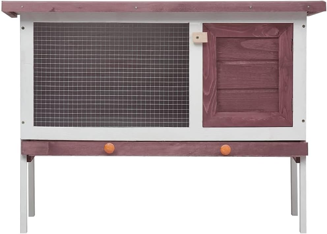 Outdoor Rabbit Hutch 1 Layer Brown Wood Pet House Small Animal Shelter Garden image number 3