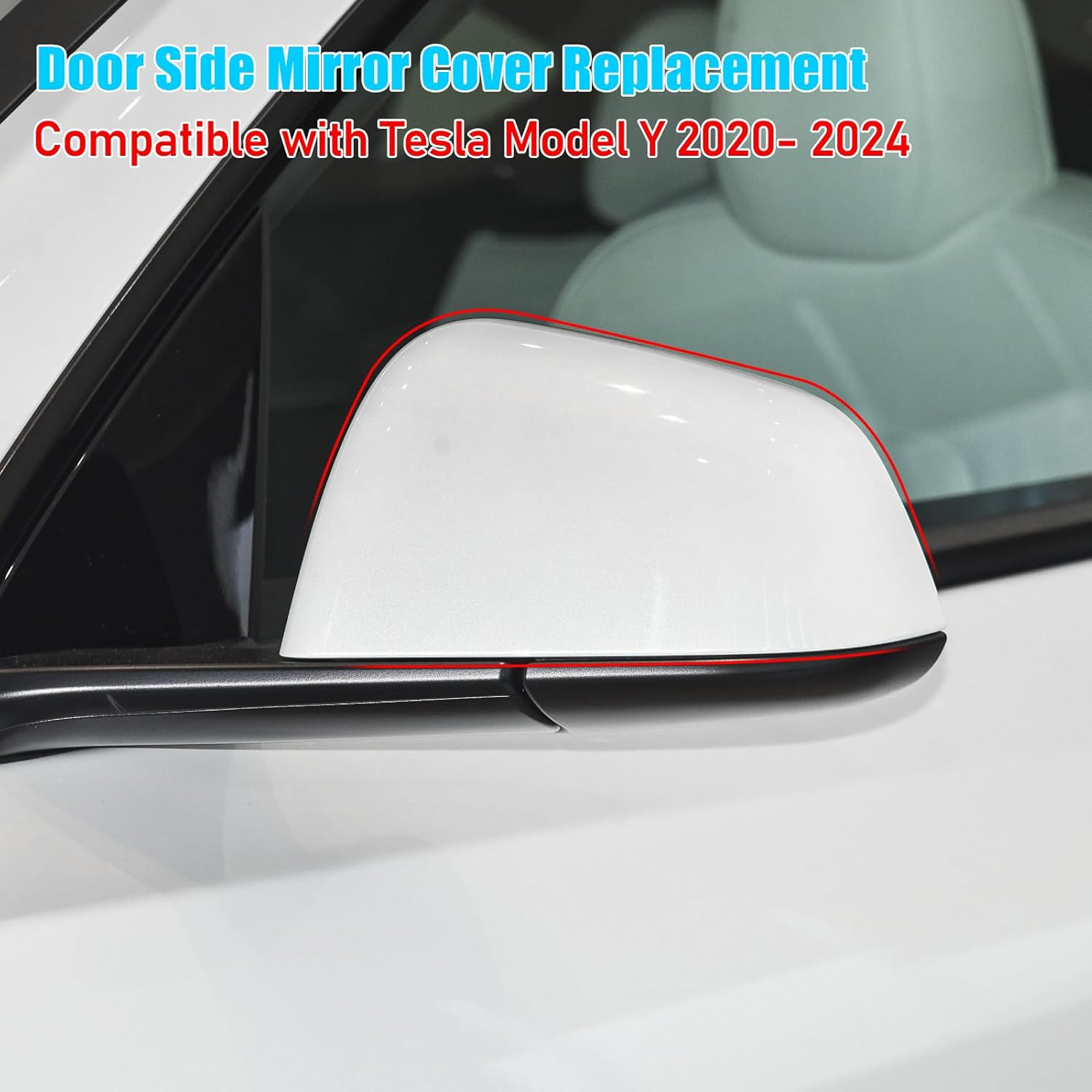 Jaronx Compatible with Tesla Model Y Mirror Caps Side Mirror Replacement 2020-2024,Left Right Rear View Mirror Cover,Side Mirror Cover Cap for Tesla Model Y Accessories (Pearl White) image number 6