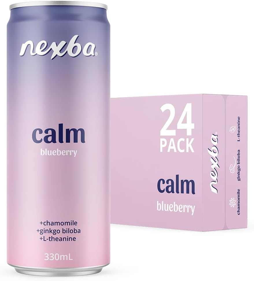 Nexba Nootropics &ndash; Calm &ndash; Blueberry &ndash; All Natural Sugar Free &ndash; 24 X 330Ml Cans