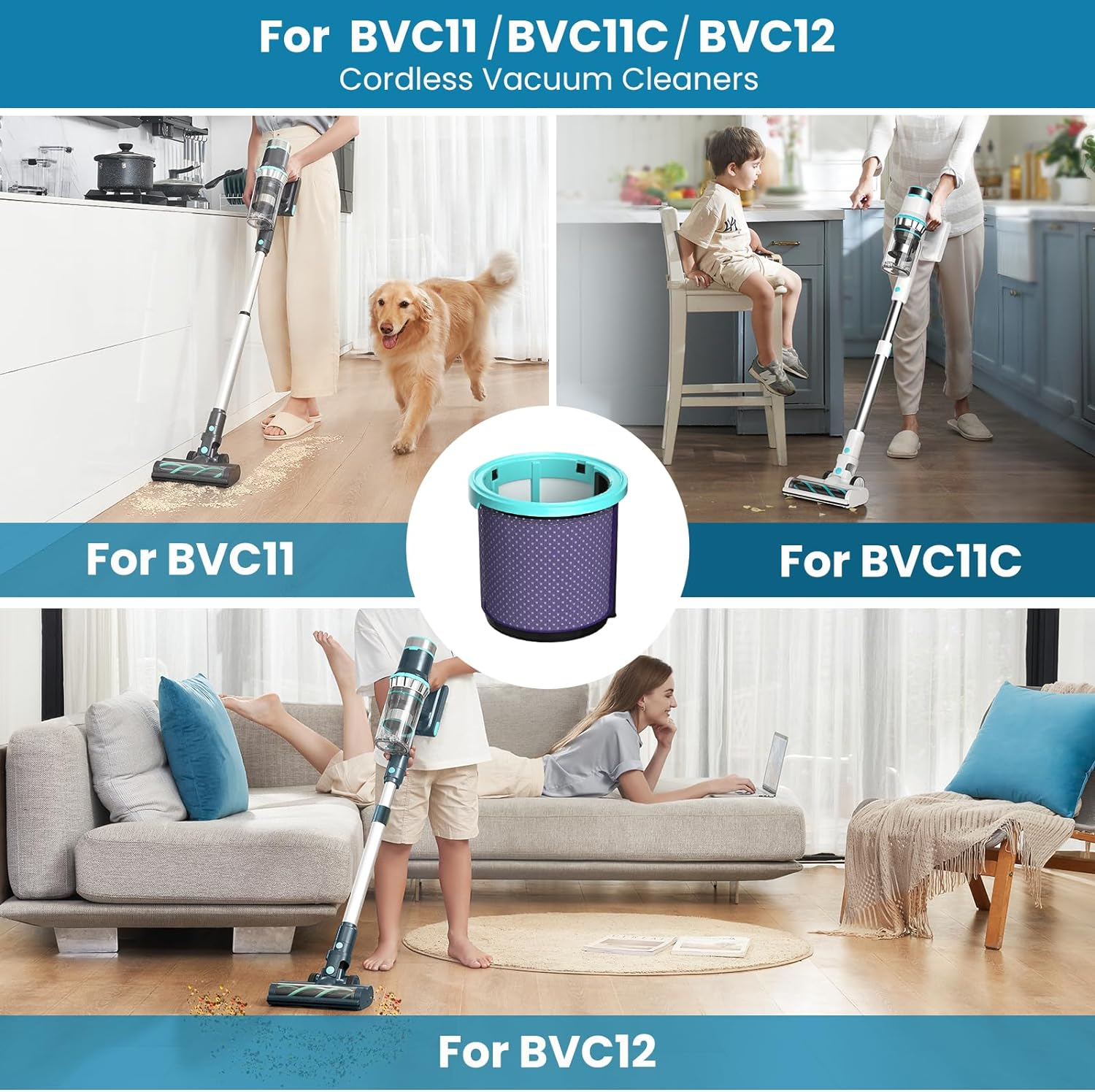 Belife Replacement HEPA for Belife BVC11 Vacuum Cleaner 1Pcs image number 2