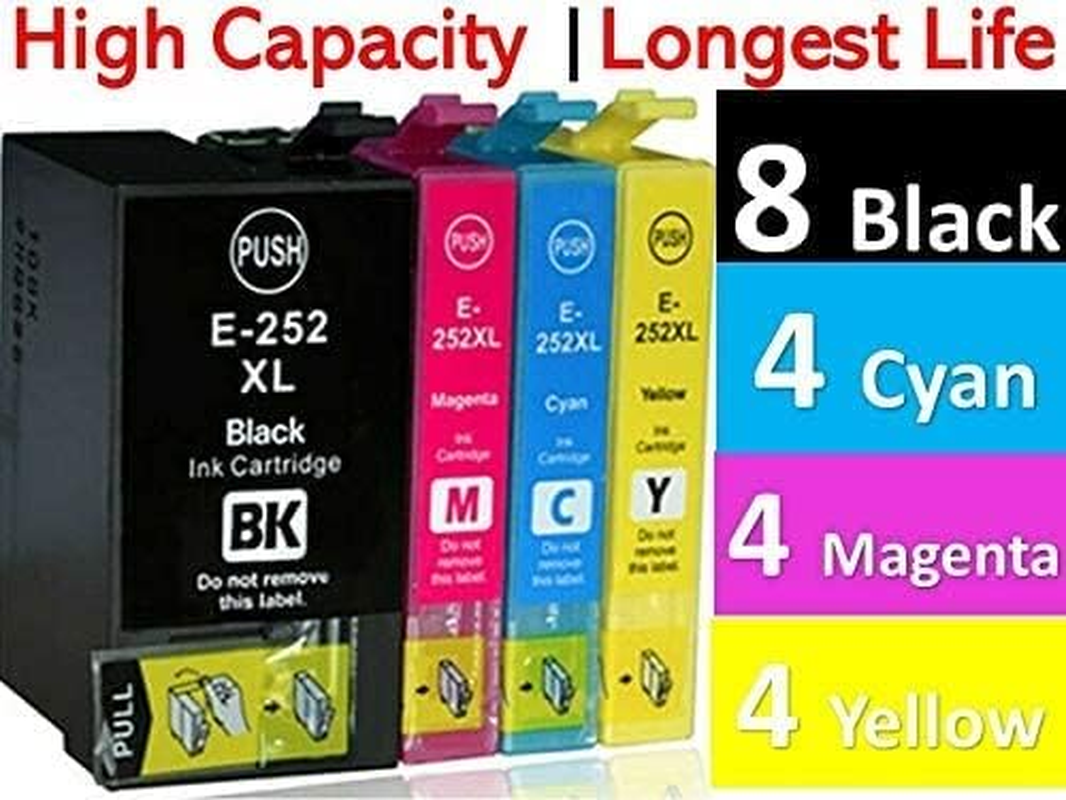 Compatible 20-Pack Generic 252XL Ink Cartridge, High-Yield for Epson Workforce WF-3620, WF-3640, WF-7720, WF-7710, WF-7610, Epson Ecotank, Printer Ink, XL, Black, Cyan, Magenta, Yellow image number 3