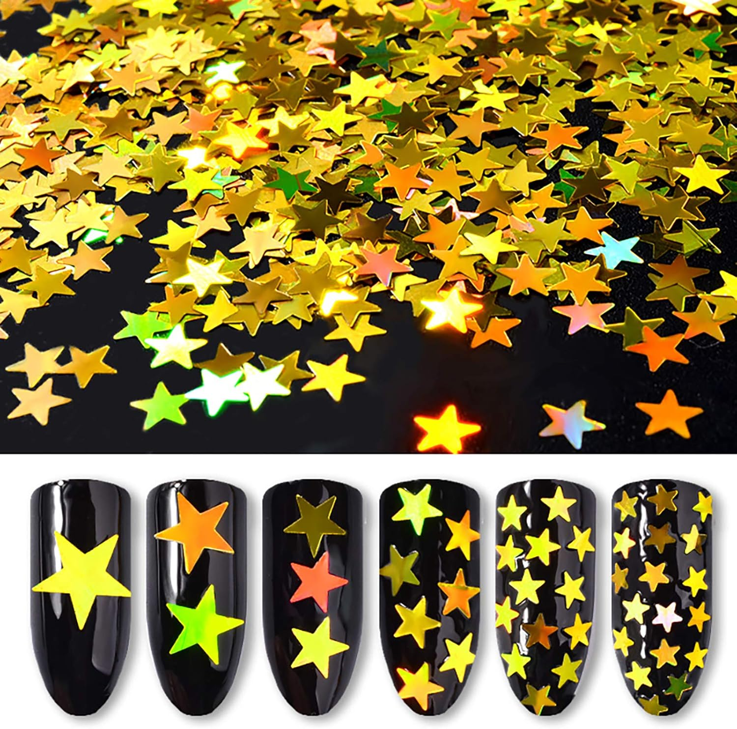 1 Set Nail Decorations Beauty Accessories Golden Five-Pointed Star Sequins