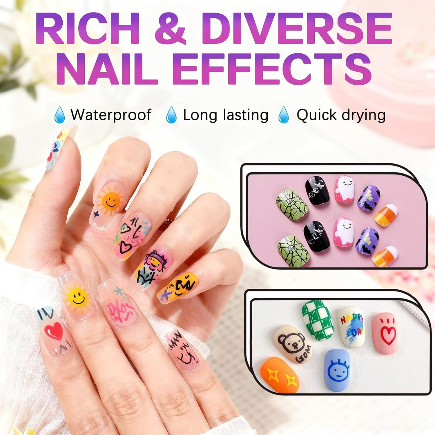 12 Colors Nail Art Pens Set, 2025 New Nail Art Markers for Gel Nails, Nail Point Graffiti Dotting Pen Drawing Painting for DIY Nail Art Beauty Adorn Manicure Tools image number 5