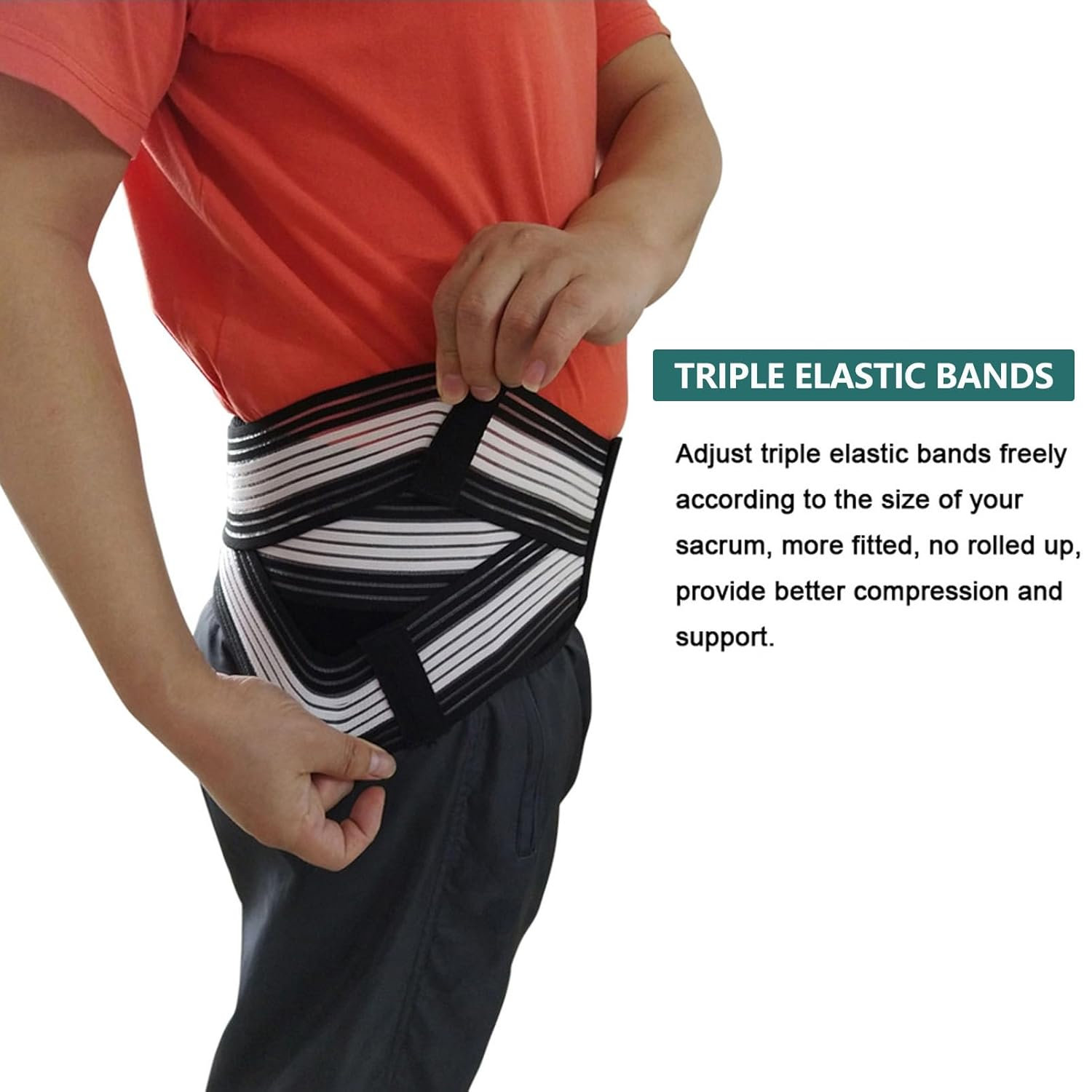 Paskyee Sacroiliac Hip Belt for Men and Women That Alleviates Sciatic, Lower Back Pain, Back Brace Provides SI Joint Pelvic Support Nerve Compression & Stability, Trochanter Brace (Regular ( Hip Size 30"-47")) image number 3