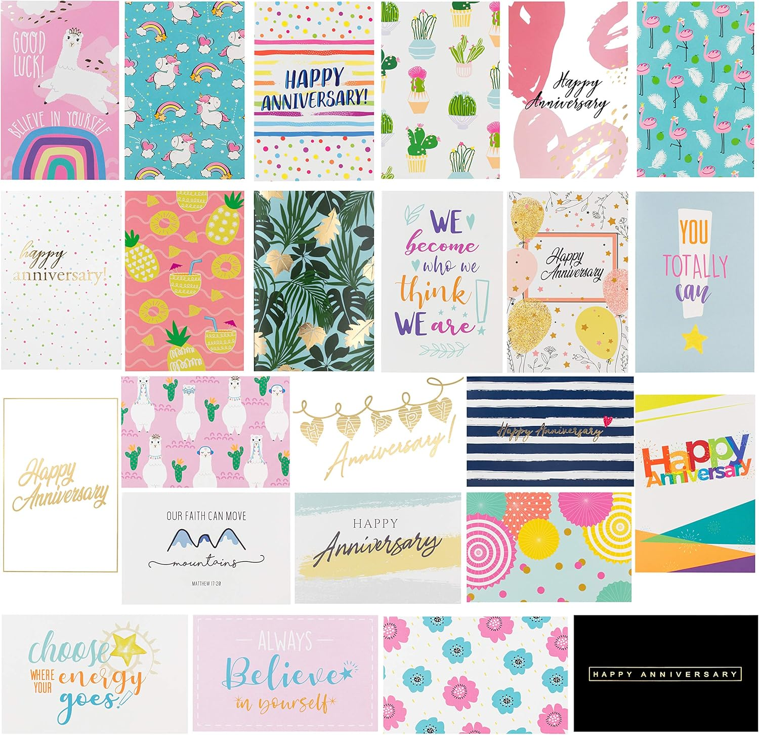 100 All Occasion Greeting Cards- 100 Eye Catching Designs with Greeting Card Organizer Box- Friendship Cards, Anniversary Cards, BFF Cards, Thanks Cards, Wedding Cards & More- 4 X 6 with 100 Envelopes image number 1