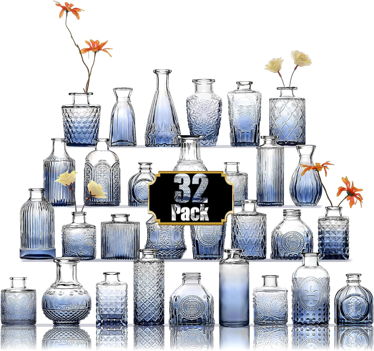 Arme Bud Vase Set of 30, Pink Vases in Bulk Bud Vase for Flower Small Glass Vases for Wedding Centerpieces, Vintage Cute Mini Flower Vases, Home Table Flower Decor