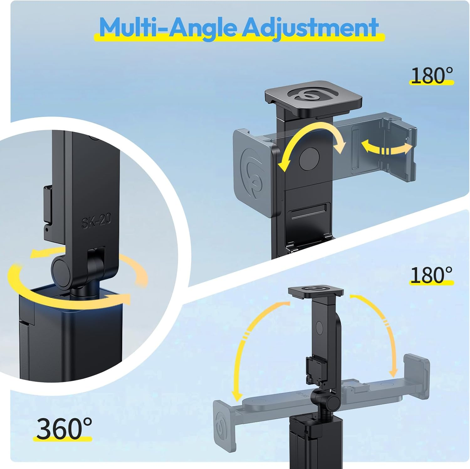 ULANZI SK-20 Airplane Phone Holder Travel Essentials, Phone Tripod 360&deg; Rotation, Travel Accessories Must Have Handsfree Cellphone Stand for Desk, Universal Adjustable Phone Stand for Train Table