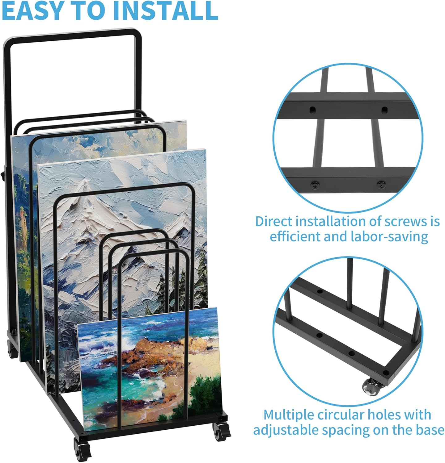 Mosegor Armrest Easel Art Drying Painting Rack Art Storage Easel Display Stands，Suitable for Drying Canvas Boards, Painting Boards, Crafts, （Black） image number 5