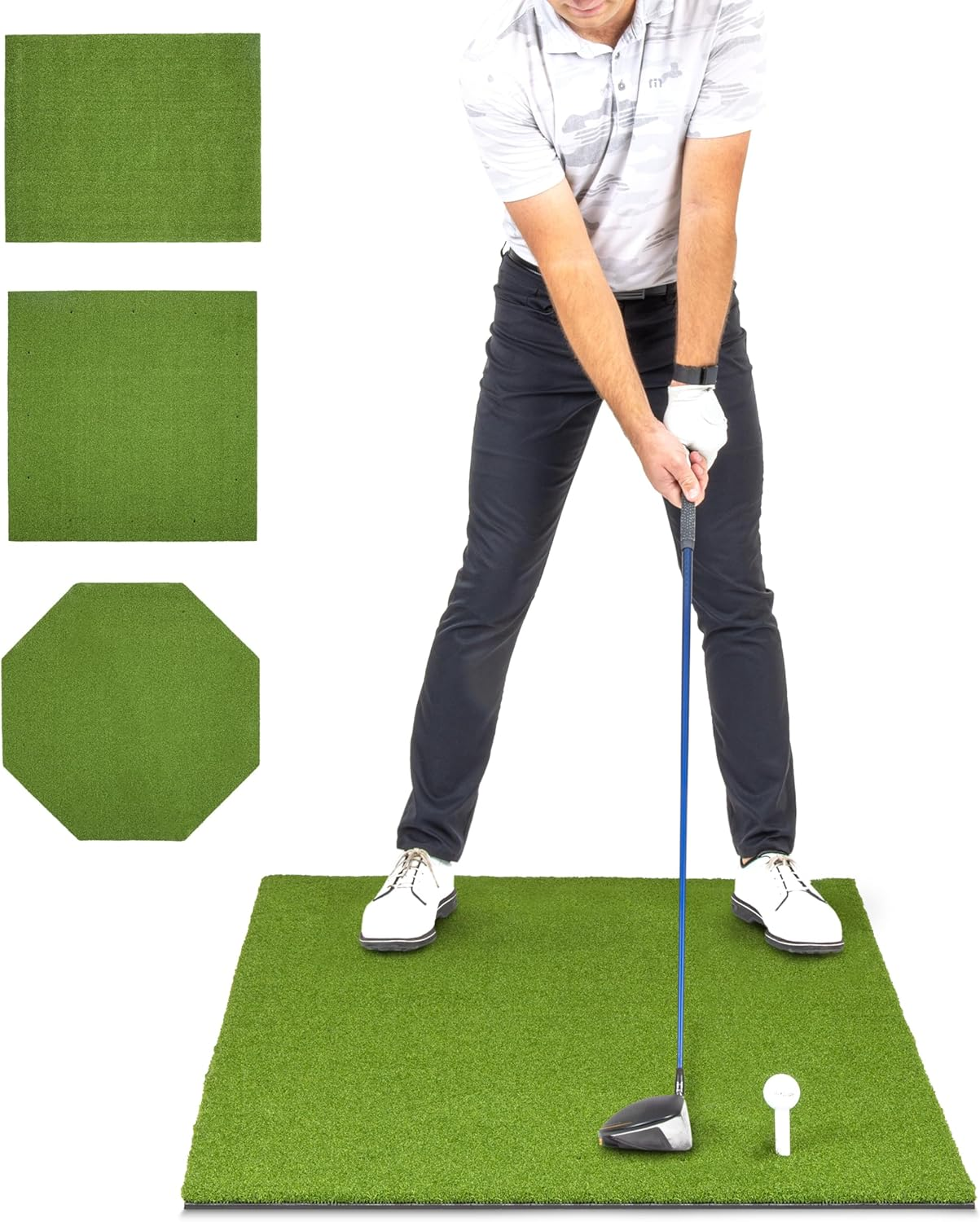 Golf Hitting Mats - Artificial Turf Training Mat for Indoor/Outdoor Swing Practice, Includes 3 Rubber Tees - Choose Your Style image number 3