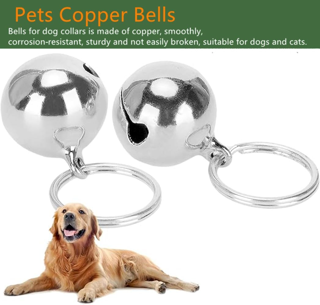 6 Pcs Dog Collar Bells, Cat Bells & Dog Collar Bells with Keyrings Training Pet Pendant,Pet Cat and Dog Bell Pet Pendant Accessories (Silver 16MM) image number 6