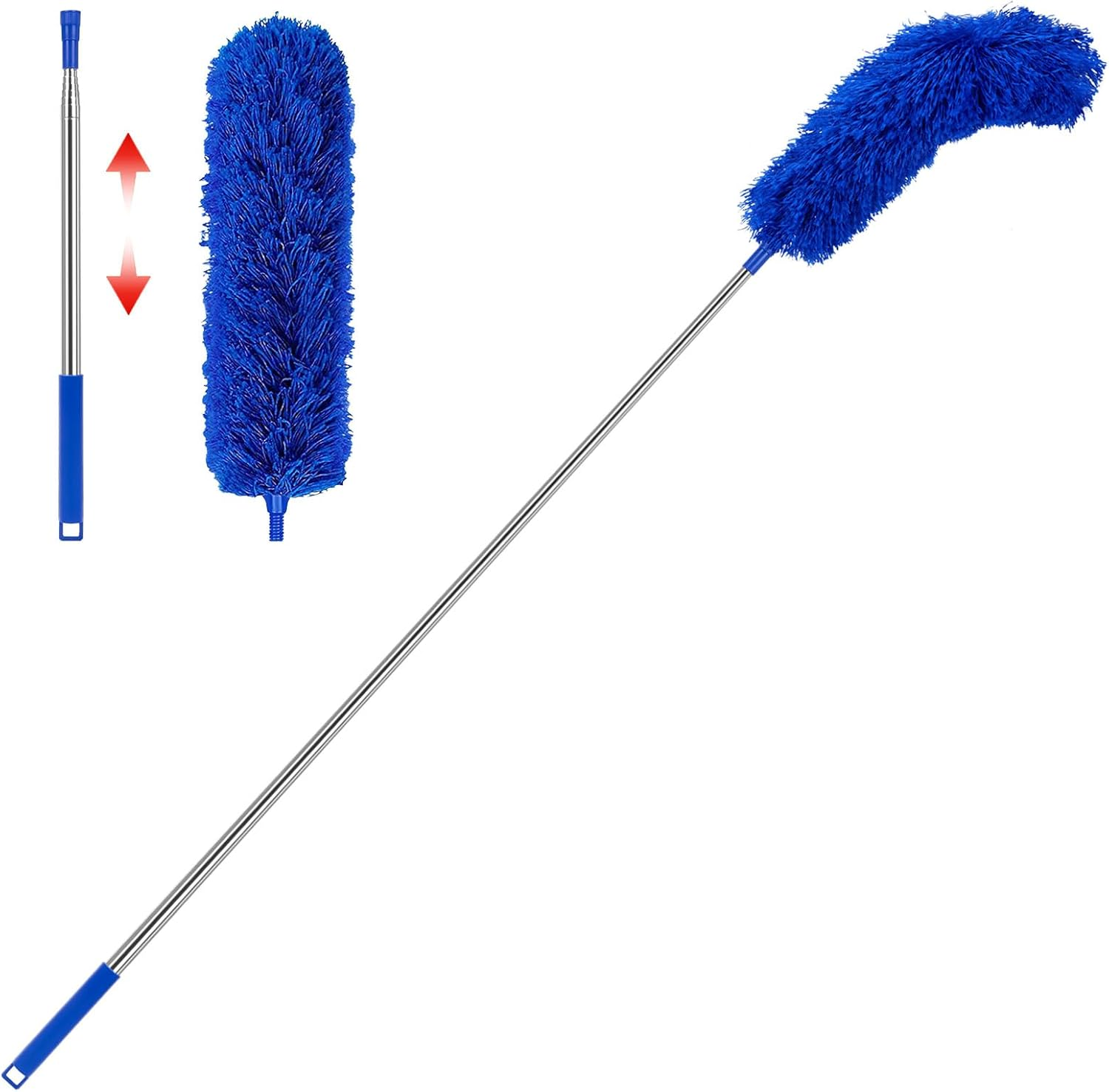 Ruaizel 8.2Ft Gutter Cleaning Tool from Ground, Adjustable Length Roof Gutter Cleaner Tools with Telescopic Pole, Telescopic Gutter Brush for Villas Townhouses Garden Leaves Ditch (Grey)