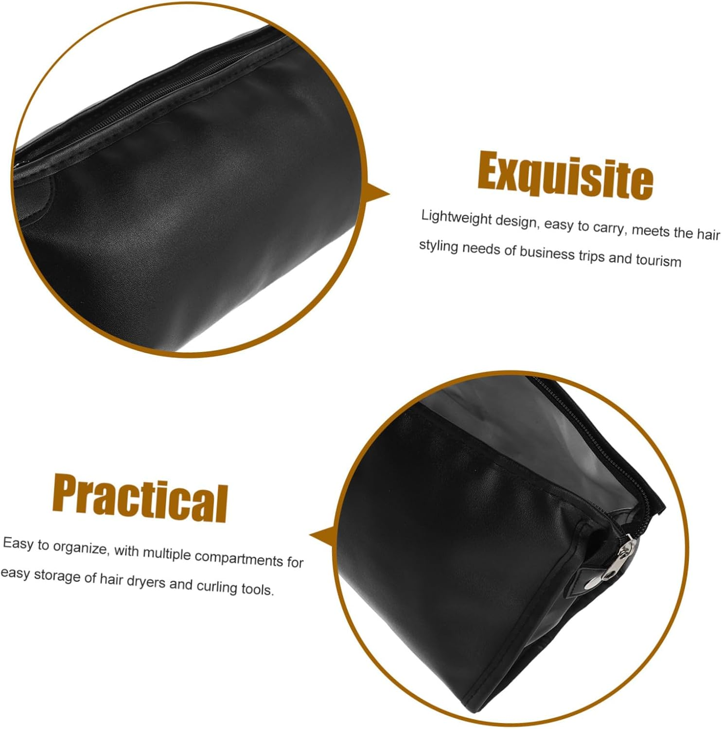 Gatuida Compact Hair Dryer Organizer Travel Storage Bag PU Protective Case for Dryer and Curling Iron with Multiple Compartments Portable Hair Tool Carrying Case for Travel and Gym Use image number 3