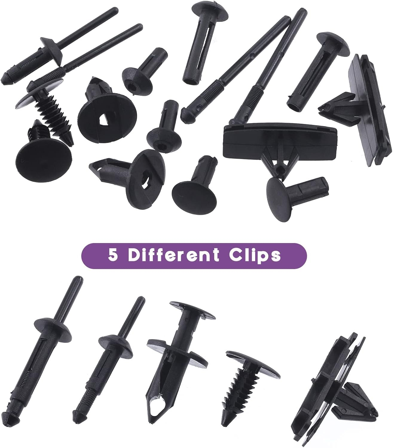 Swpeet 111Pcs 5 in 1 Fastener Bumper Retainer Clips Car Clips with Fastener Remover Kit, Plastic Rivets Grille Fender Flare Hardware Compatible with 2007-2022 Jeep Wrangler & 2005-2010 Grand Cherokee image number 5
