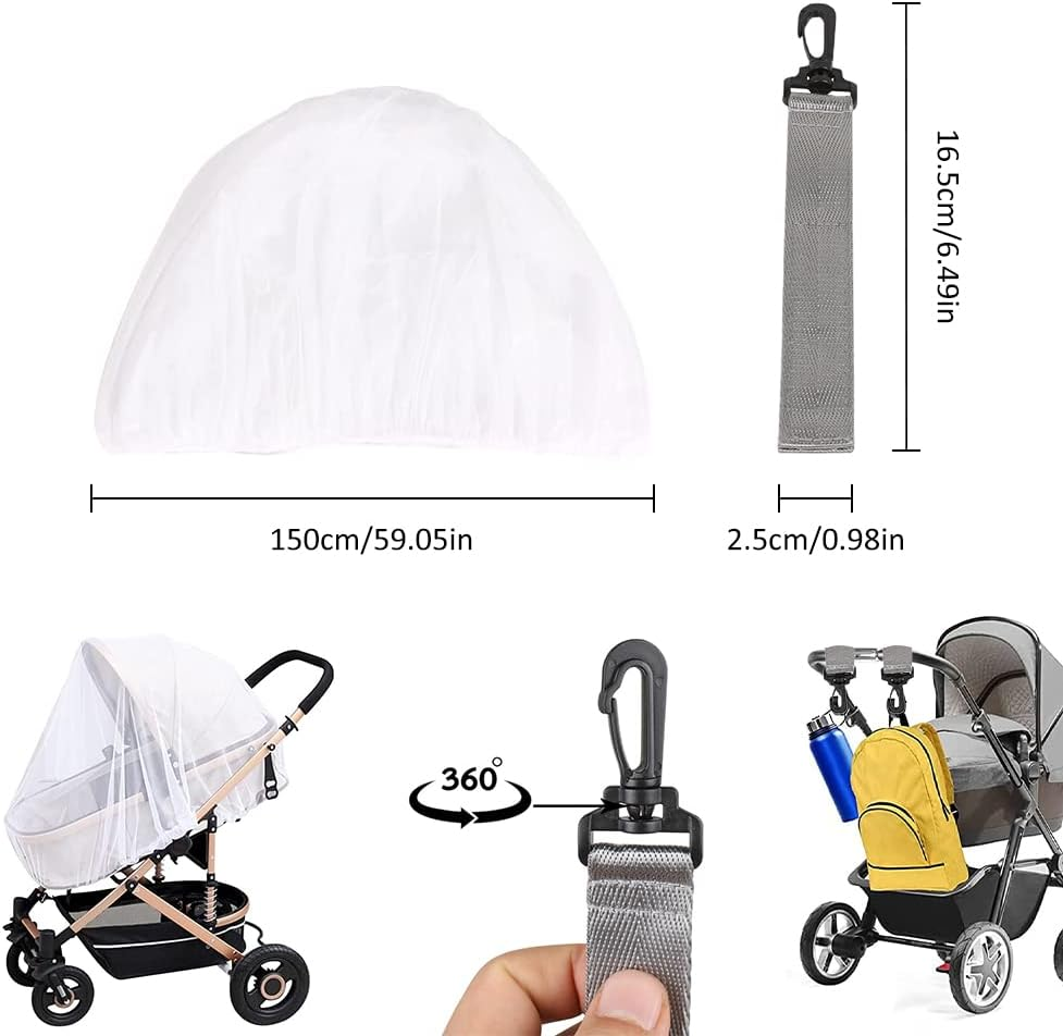 Universal Mosquito Net, Universal Insect Protection, Pram Hook, Breathable Fly Net, Pram Mosquito Net, Insect Protection, Mosquito Net, for Prams, Travel Cot, Baby Beds, Tear-Resistant and Washable image number 3