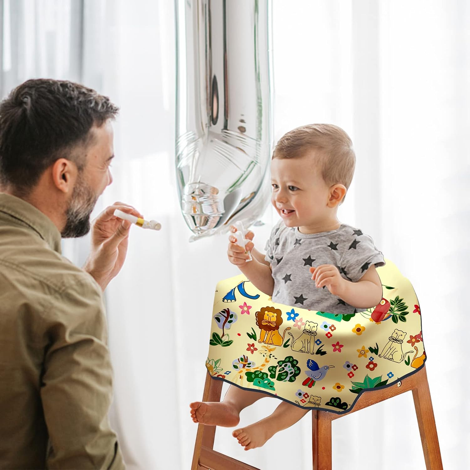 Shopping Cart Cover for Baby, High Chair Cover, Grocery Cart Seat Covers for Baby, Kids, Infants & Toddlers, Portable 2-In-1 Design, Includes Free Carry Bag (Cute Lion) image number 5