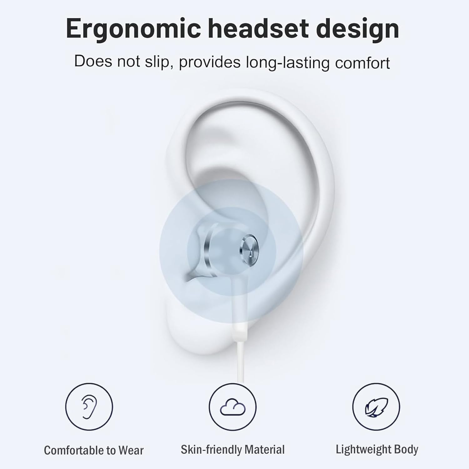 Liuchanghe Wired Headphones In-Ear Earphones Earbuds with Microphone and Volume Control for Phone Android Smartphone Laptop MP3 Players (White) image number 3