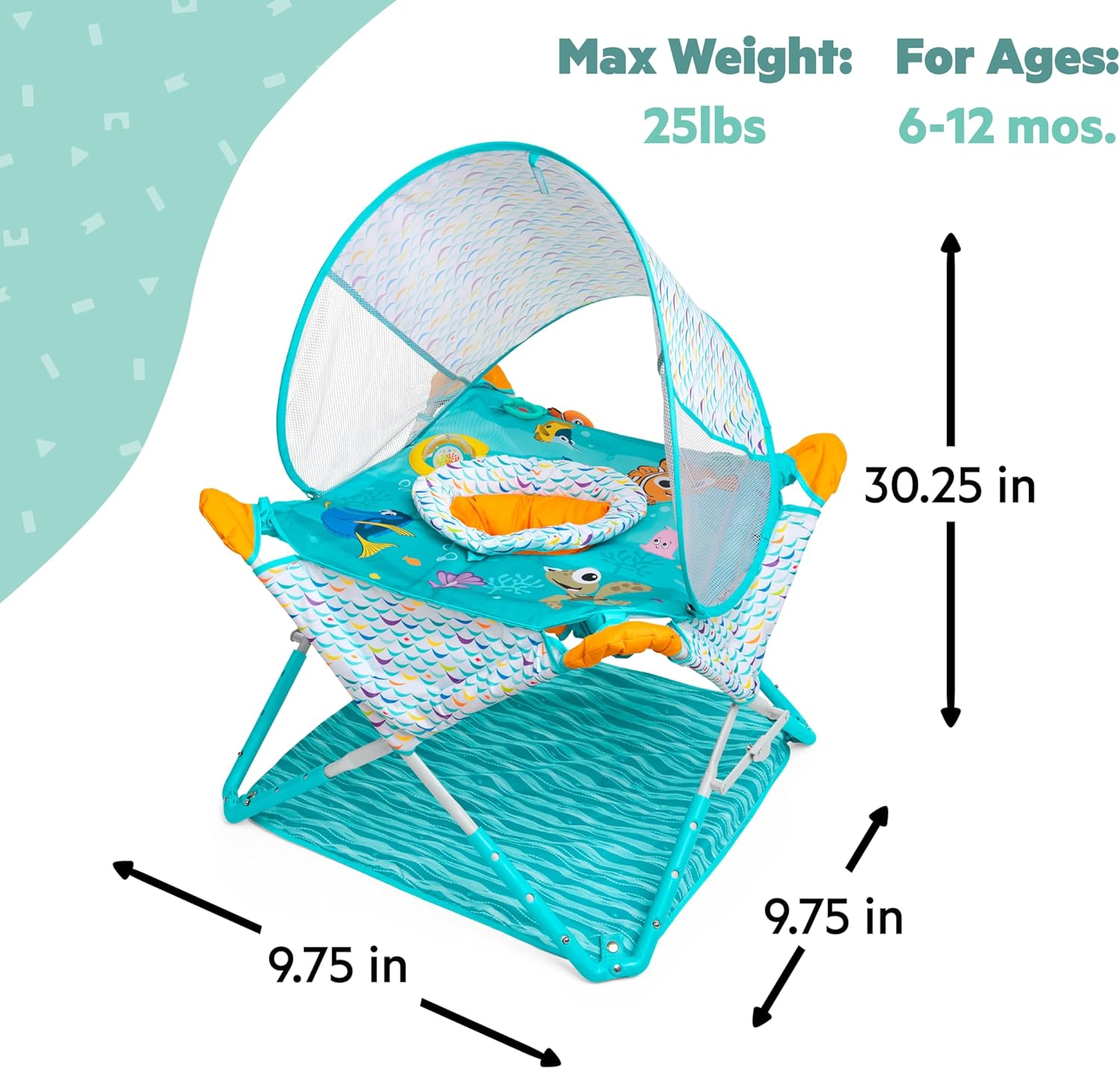Disney Baby Finding Nemo Pop 'N Jump Foldable Activity Center by Bright Starts, Indoor/Outdoor, Unisex, 6 Months+ - Multicolored image number 2