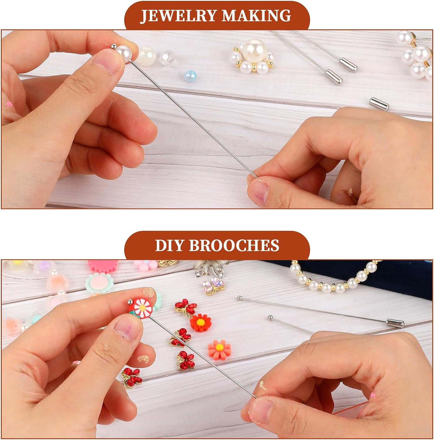 20 Pcs Brooch Safety Pins Silver Metal Stick Pin round Ball Metal Brooch Boutonniere Sticks for DIY Costume,Suit Tie Hat Pin,Jewelry Making Accessories,90 Mm image number 6