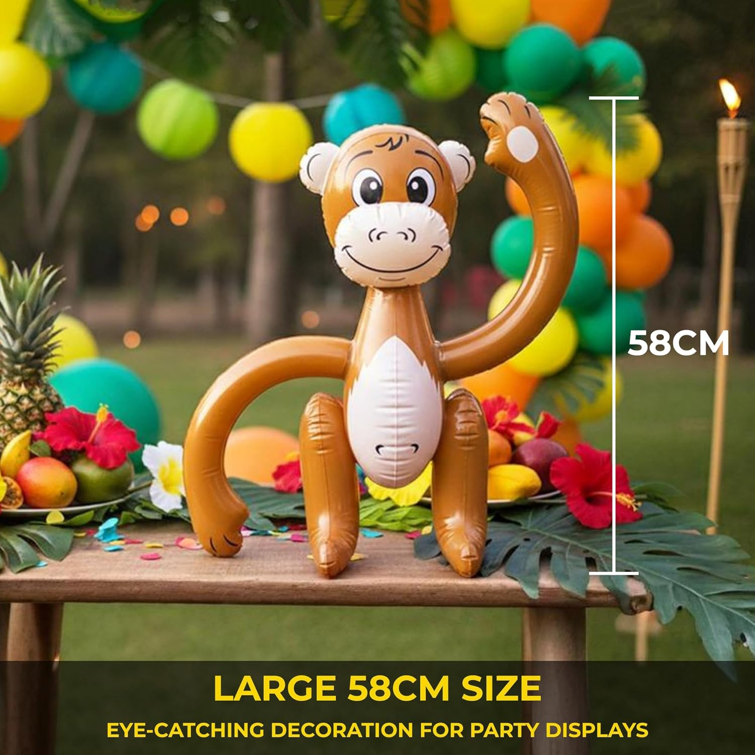 SHATCHI Inflatable Blow up Brown Monkey Chimp Tropical Summer Pool Beach Hawaiian African Fancy Dress Party Decoration Hen Stag Do Accessories, (1Pc-12Pcs), 2Pcs image number 5