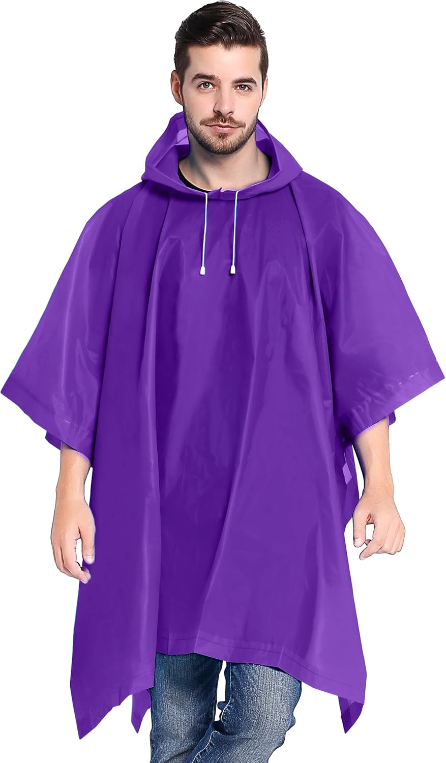 Rain Ponchos 2 Packs for Adults with Drawstring Hood - for Hiking, Backpacking, Camping or Traveling ( - Black image number 4