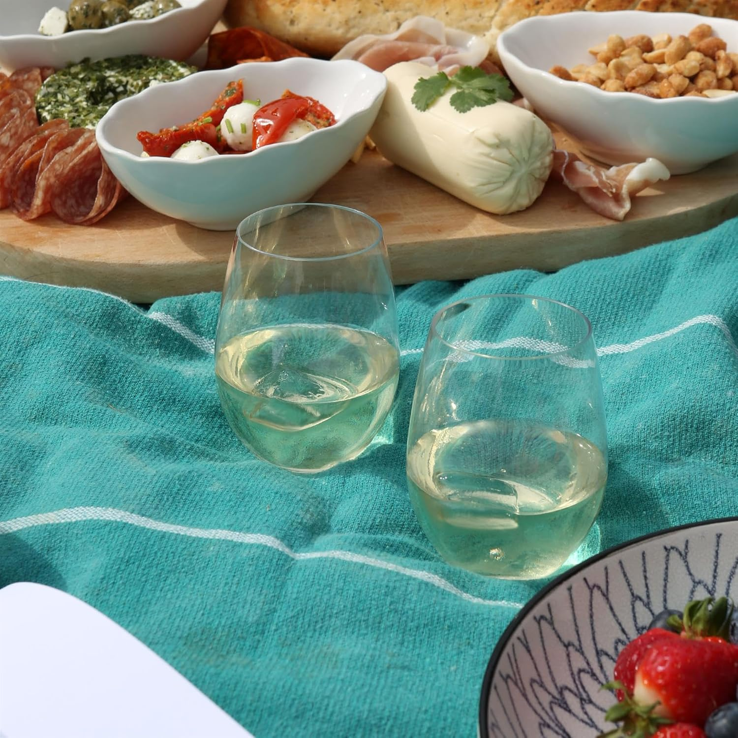 Argon Tableware Reusable Plastic Glasses - 300Ml - Pack of 12 - Stemless Wine Glasses - Clear Cocktail Champagne Tumbler Drinking Cups for Garden, Parties, Weddings, BBQ and Picnic image number 1