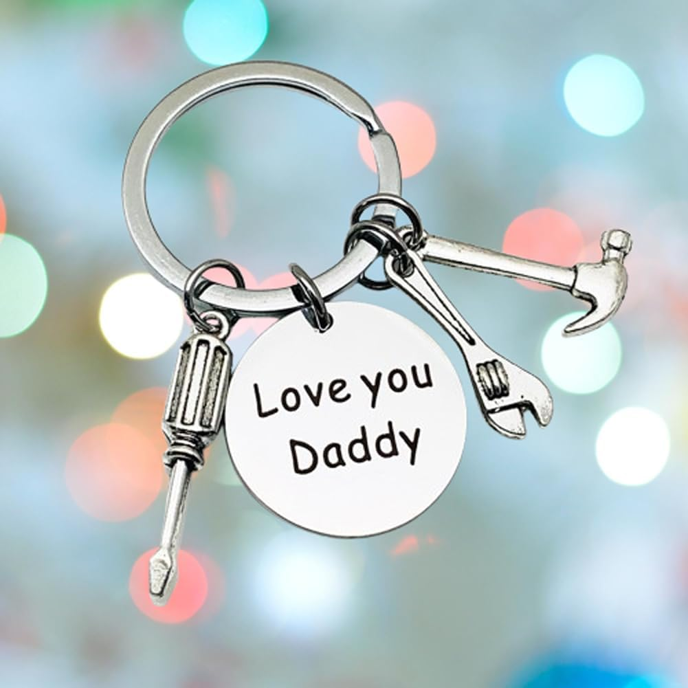 Keychain,Fathers Day Birthday Gifts for Father Dad, with Engraving 'LOVE YOU Daddy' for Best Dad Daddy Christmas Presents for Father Man'S Keychain