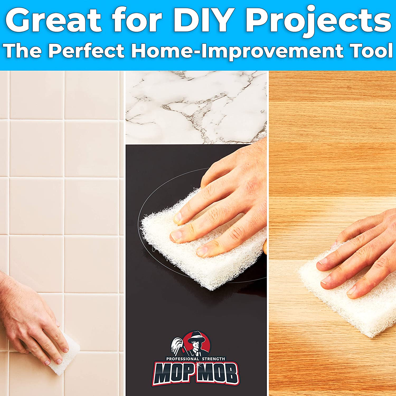 Non-Scratch, Super Long-Lasting Scrubbing Pad 5 Pk, 10X4.5In. Best Reusable Multipurpose Scouring Sponge for Home Surfaces. Perfect Pro Grade Multi-Surface Scrubber Pads for Light-Duty Indoor Cleaning